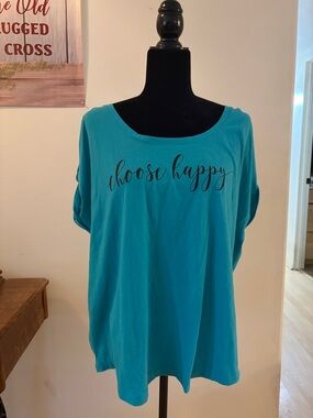 Lane Bryant “Choose Happy” Teal T-Shirt